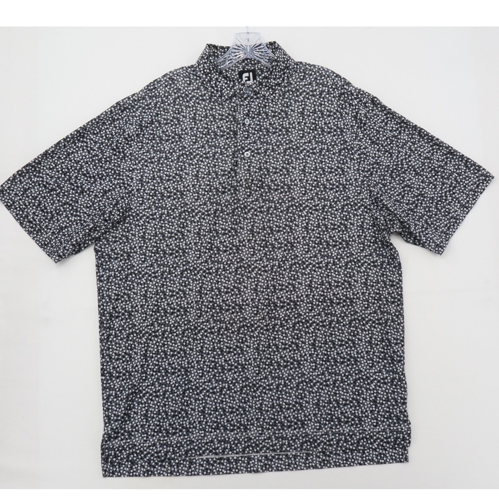 FootJoy Mens ProDry Performance Golf Polo Shirt Black Floral Starburst Print XL